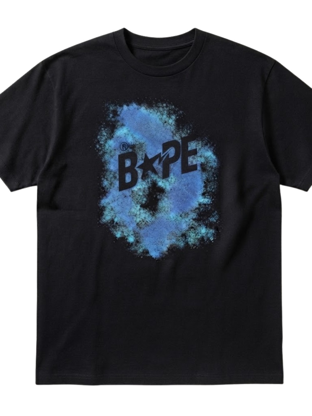 BAPE Inspired Black Tee Blue Power Effect Gildan T-Shirt Unisex